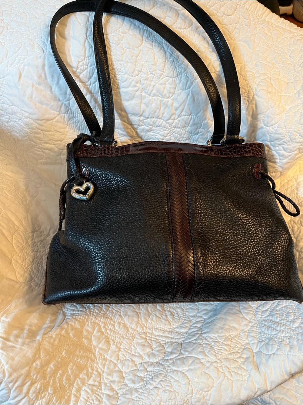 Black and Brown Women’s Leather Tote Bag - Classic Two-Tone Shoulder Bag